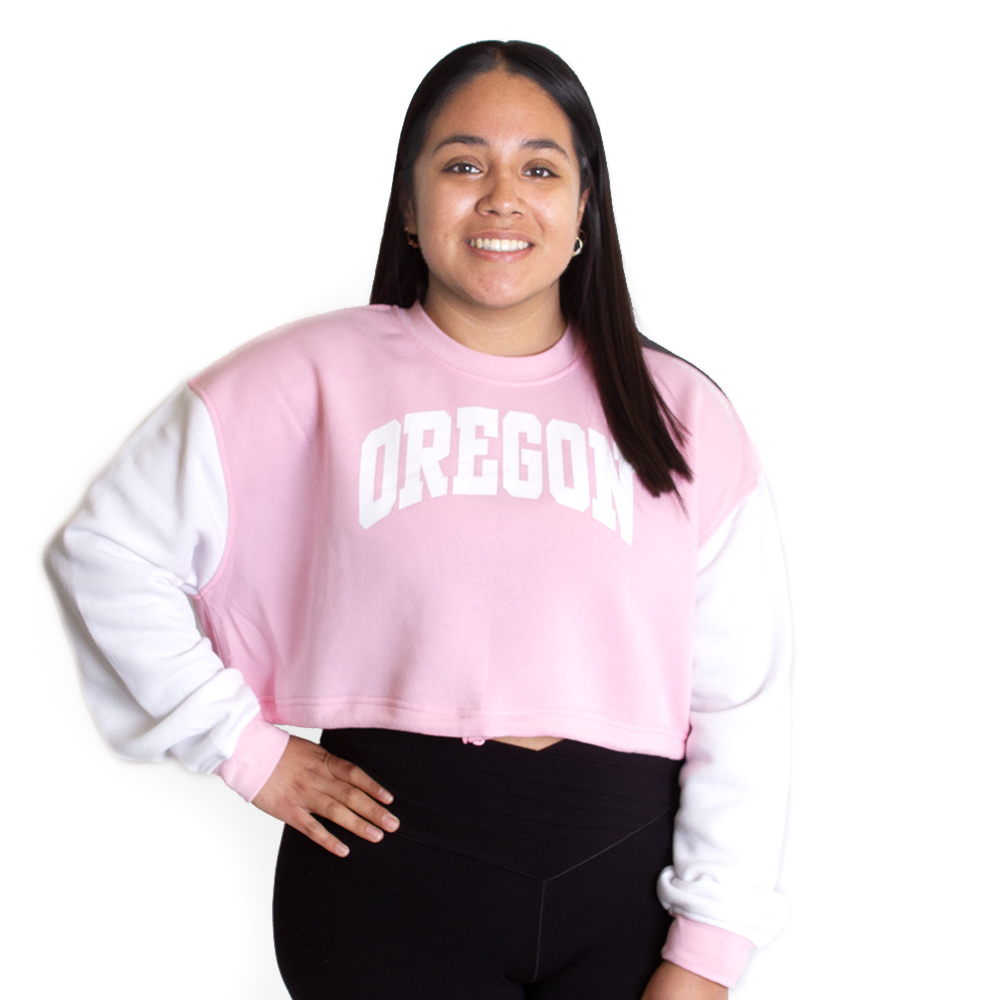 Arched Oregon, Zoozatz, Pink, Pullover, Polyester Blend, Women, Colorblock design, Drawstring fleece, Cropped, Sweatshirt, 741744